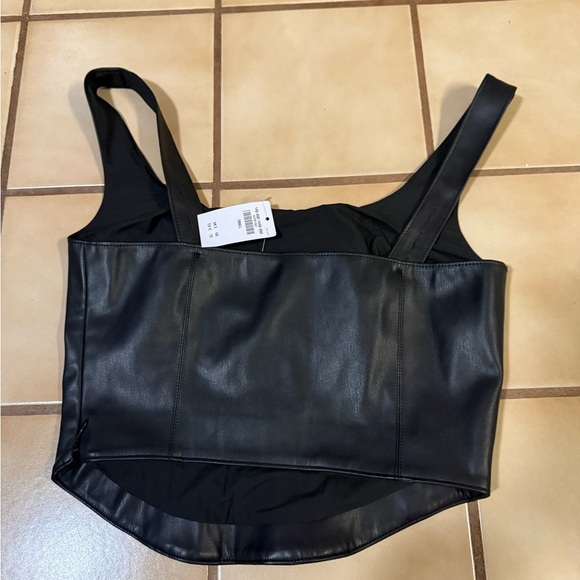 Abercrombie Black Faux Leather Crop Corset Top - Picture 3 of 5